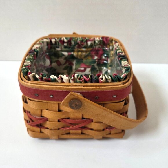 Longaberger Basket Let It Snow Tree Trimming Red Set Liner Protector TO 2000 - Picture 3 of 7